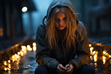 Mysterious Girl in Rain - Cinematic Urban Drama