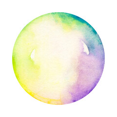 Hand drawn watercolor illustration of soap bubble isolated on a white background.