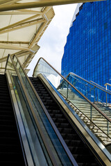 Fototapeta premium Escalators installed outdoors in the city
