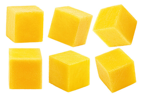 Mango cube isolated on white background, clipping path, full depth of field