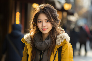 Captivating urban portrait of a young Japanese woman