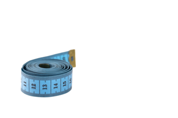 Blue measuring tape, soft ruler on a transparent background. PNG.