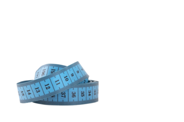 Blue measuring tape, soft ruler on a transparent background. PNG.