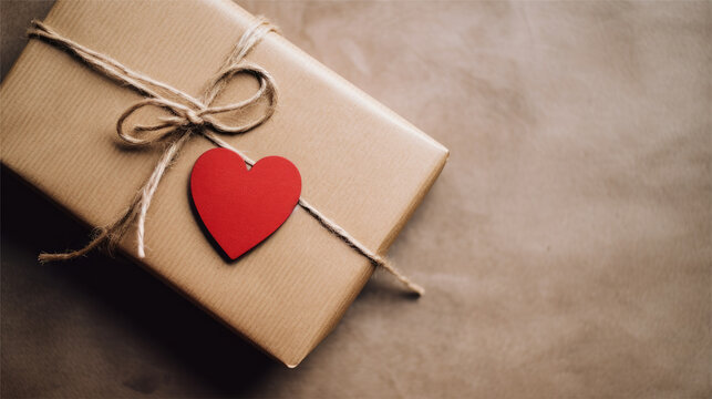 A hand holding a valentine gift tag, Romantic gift surprise, Valentines day, AI Generative