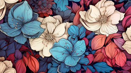 Fototapeta na wymiar Seamless pattern with beautiful flowers
