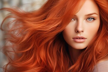 Vibrant Redhead Beauty Captivating with Intense Green Eyes.