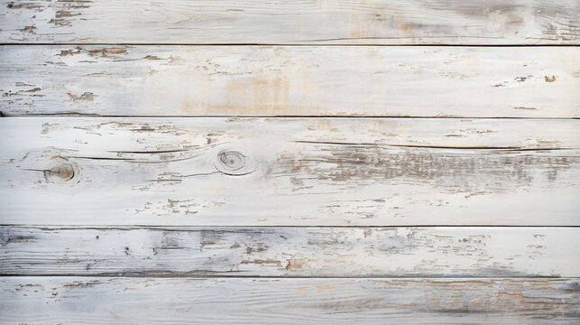Vintage White Washed Wood Background: Aged Wooden Planks in Rustic Abstract Design - Grunge Texture for Antique Wallpaper and Retro Interior Atmosphere.