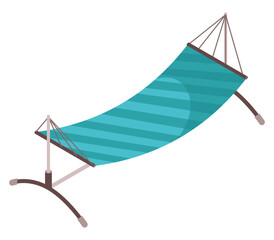 Isometric garden furniture isometric icon, garden hammock. Vector terrace outdoor lounge or patio element, isolated on white background