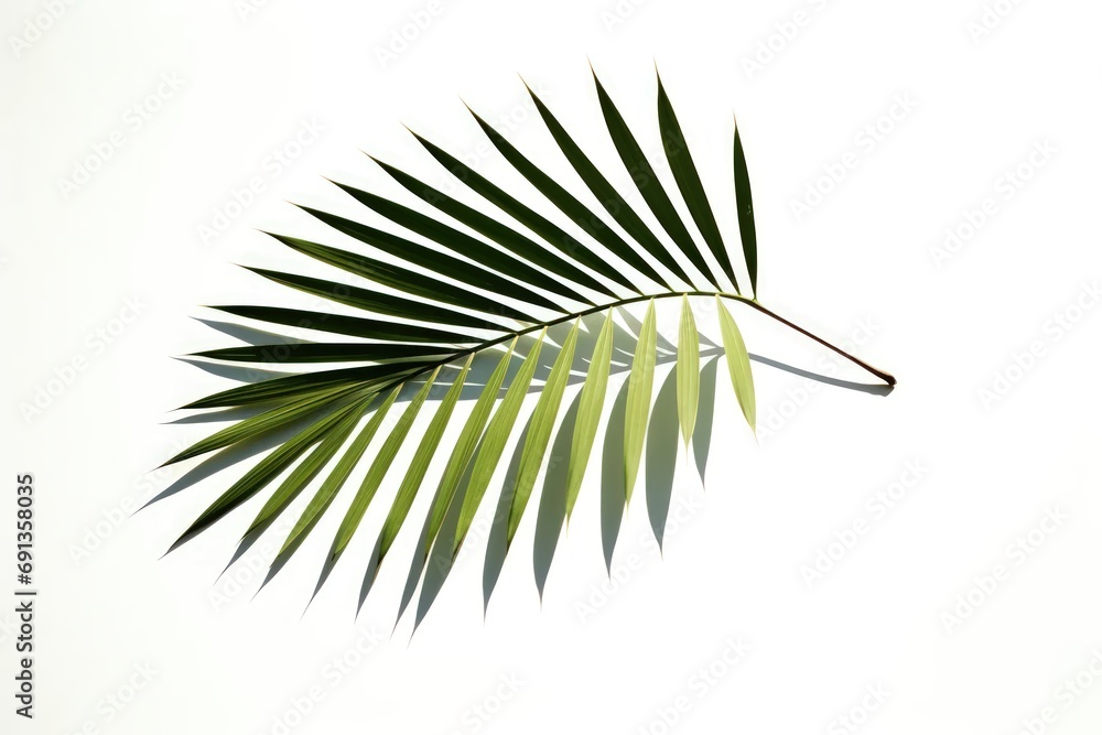 Wall mural an abstract background image for creative content featuring leaves with shadows against a clean whit
