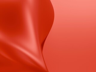Decorative red background with folds of fabric. 3D illustration.