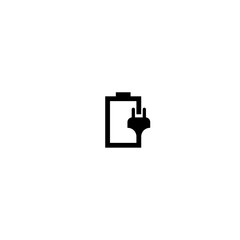 Plugged Battery icon.  Battery with electric plug simple  icon  isolated on white background 