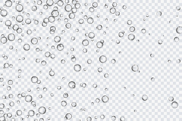 Air bubbles, oxygen, champagne crystal clear, isolated on a transparent background of modern design. Vector illustration of EPS 10. - obrazy, fototapety, plakaty