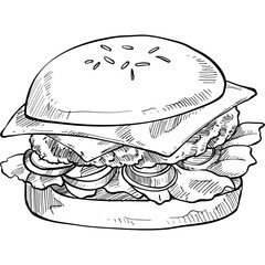 hamburger handdrawn illustration