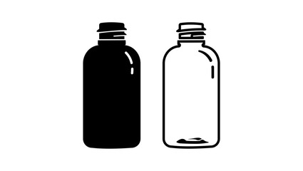 round bottle product for lotions, soaps, household cleaners, and more, The rounded shoulders and large label panel, black isolated silhouette
