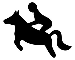 Horseback Riding. Silhouette. Vector icon. A rider rides a horse. Overcoming distance at speed. Isolated white background. Idea for web design.