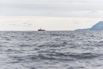 Obraz premium Pleasant Bay Marina fishing village boat tour whale watching Cape Breton Island Cabot Trail Nova Scotia Highlands Canada