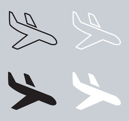Set of Airplane icon. Airplane icon sign symbol in trendy flat style. Airplane vector icon illustration isolated on gray background