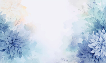 watercolor blue floral background - obrazy, fototapety, plakaty