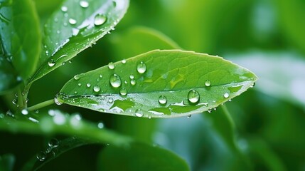 Reducing carbon within water droplets on green leaves to reduce CO2 carbon footprint. and carbon credits To limit global warming from climate change 4k