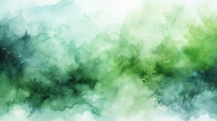fresh green watercolor surface with splatters on white background, illustration - obrazy, fototapety, plakaty