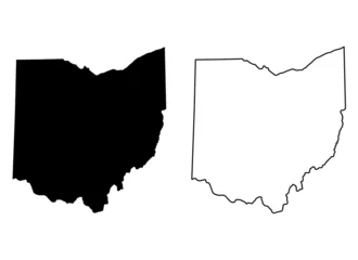 Fotobehang Set of Ohio map, united states of america. Flat concept symbol vector illustration © koblizeek