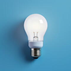 Glowing Innovation, LED Light Bulb Illuminates on Blue Background - Modern Lighting Technology.
