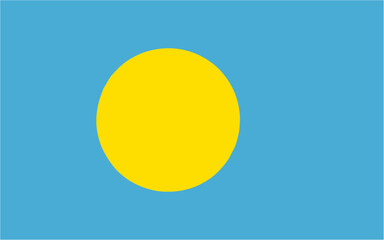 Palau official flag vector with standard size and proportion. National flag emblem with accurate size and colors.
