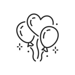 Festive balloons, linear icon. Line with editable stroke