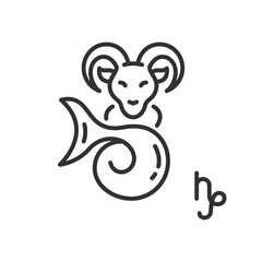 Capricorn, linear icon. Zodiac sign. Line with editable stroke