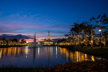 Suan Luang Rama IX Public Park is a landmark in Bangkok, Thailand. There will be a colorful light...