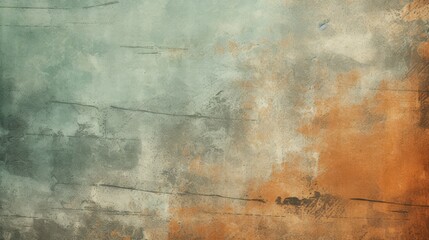 Vintage Grunge Texture - Rustic Aged Background with Teal and Orange Patina