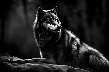 wolf in the night generated by AI