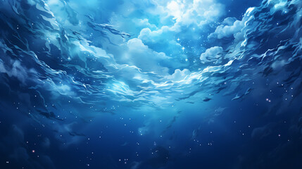 underwater sea deeb sea deep blue sea - obrazy, fototapety, plakaty