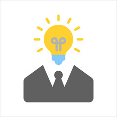 Man head light bulb icon in line style. vector illustration on white background