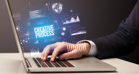 Fototapeta premium Businessman working on laptop, business concept