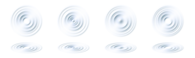 Poster Realistic water ripple. Drop or sound wave splash effects. Round wave surfaces on transparent background © tutti_frutti