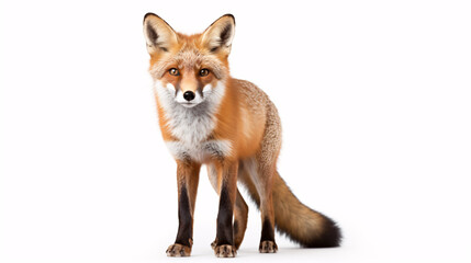 Red fox Vulpes isolated on white. Generative ai