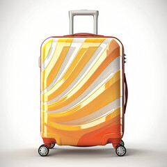 Travel Suitcase with Wheels Isolated on White Background