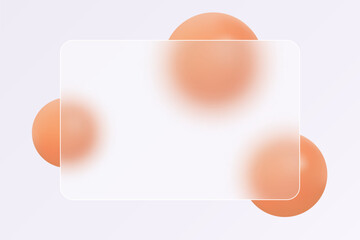 3D creative glass morphism background design. Transparent glass element with spheres.