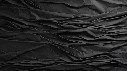 Fototapeta premium Black crumpled paper texture in low light background