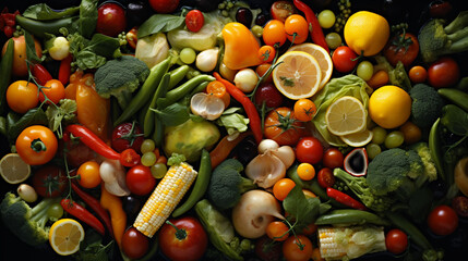 steamed vegetables as background, top view