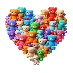Fototapeta na wymiar Heart-shaped textured from teddy bears, transparent png wallpaper by Ai generated