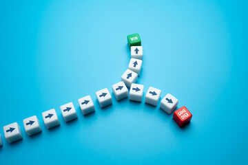Win or Game Over depending on the chosen solution. Win or be defeated. Nature of competition and...