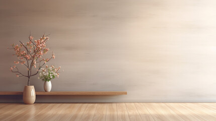 Contemporary minimalist empty interior with blank wall. illustration mock up.