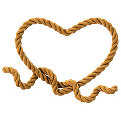 3D render of a heart icon with rope texture