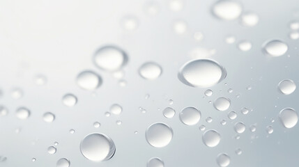 Water drops on white background texture. backdrop glass covered with drops of water. bubbles in water - obrazy, fototapety, plakaty