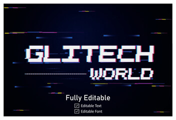 Fototapeta na wymiar Futuristic Glitch text effect for video game text for editable cyberpunk text effect
