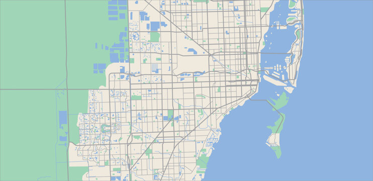 Layered editable vector illustration outline Map of Miami,USA