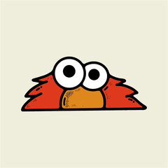 A cute cartoon bird with large expressive eyes and a vibrant red coat. Perfect for children's book illustrations, greeting cards, and nature-related design projects.