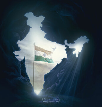 26 January- Happy Republic Day of India celebration. 3d illustration